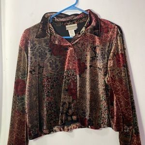 Coldwater Creek Velvet Patterned Button Up
